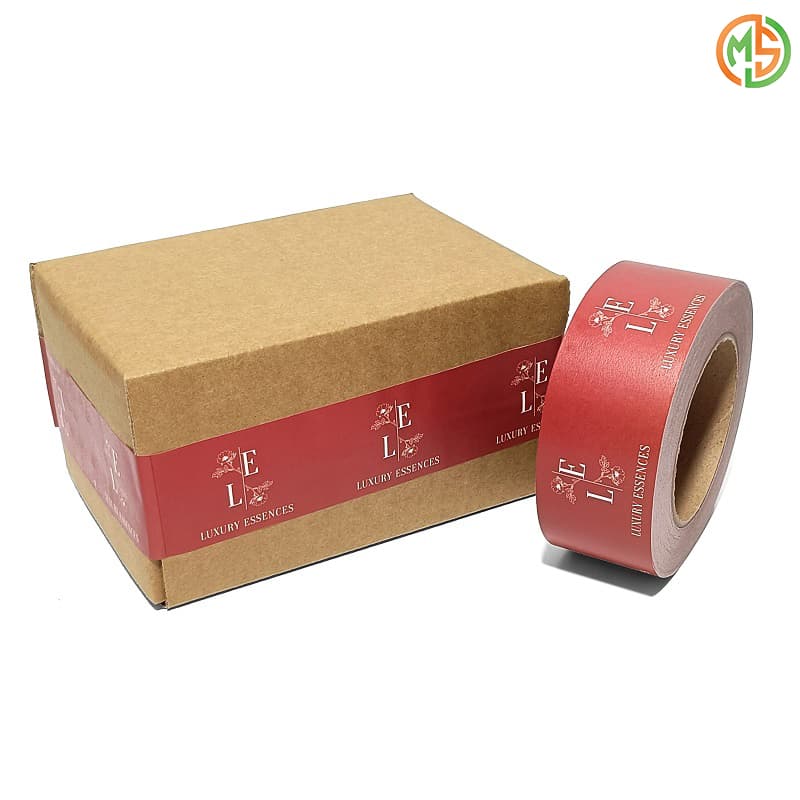 Custom Kraft Paper Tape Red  Adhesive Carton Sealing Tape