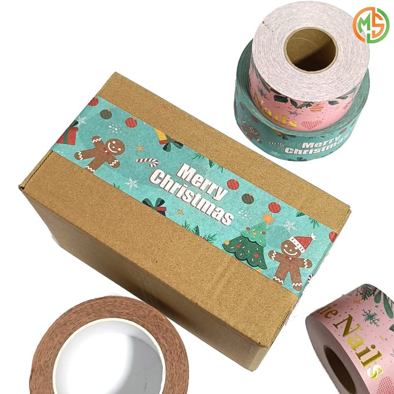 Recyclable Writable Color  Christmas Packing Kraft Paper Tape